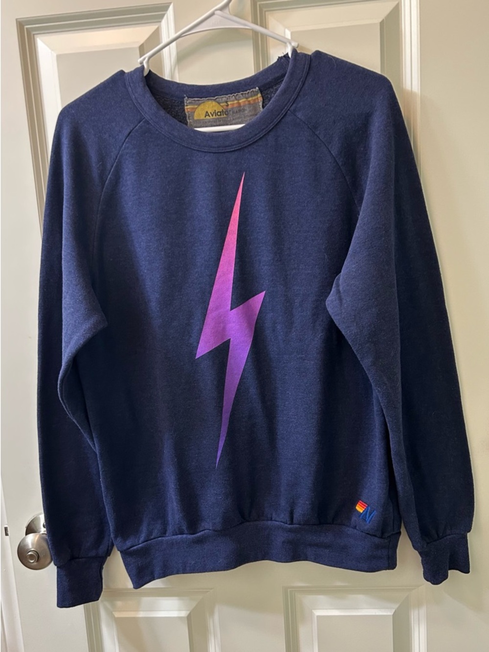 Aviator Nation Navy Sweatshirt with Pink Accent